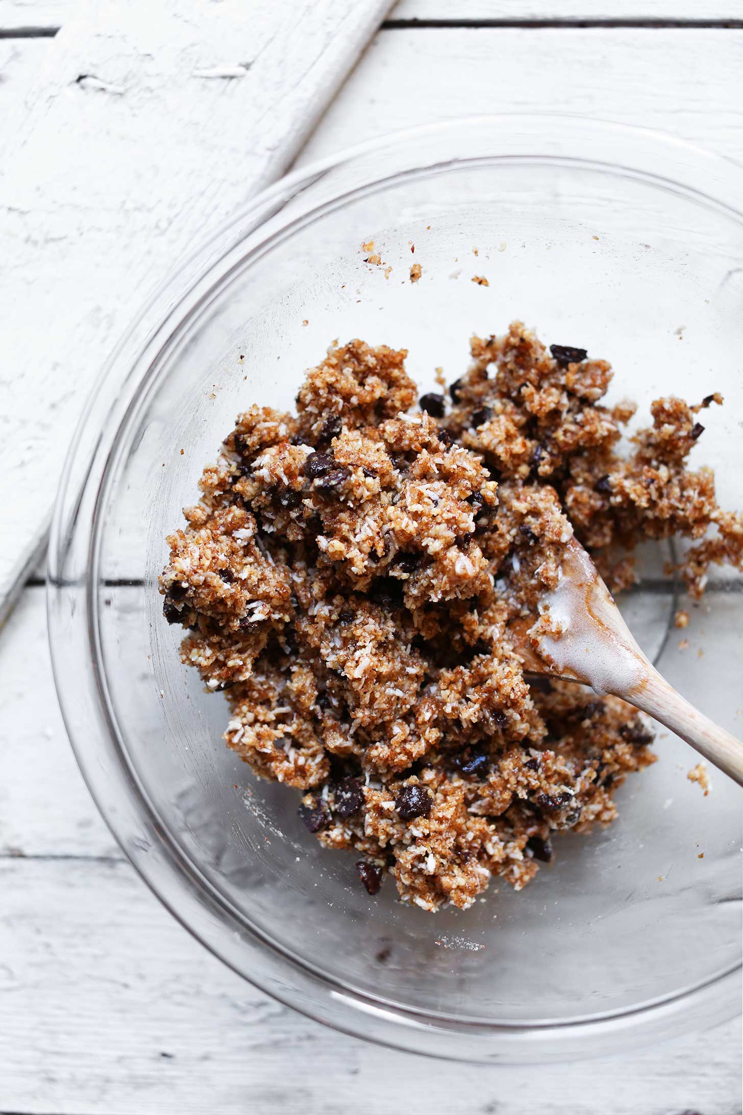 Mixing the batter for the BEST gluten-free vegan almond meal chocolate chip cookies