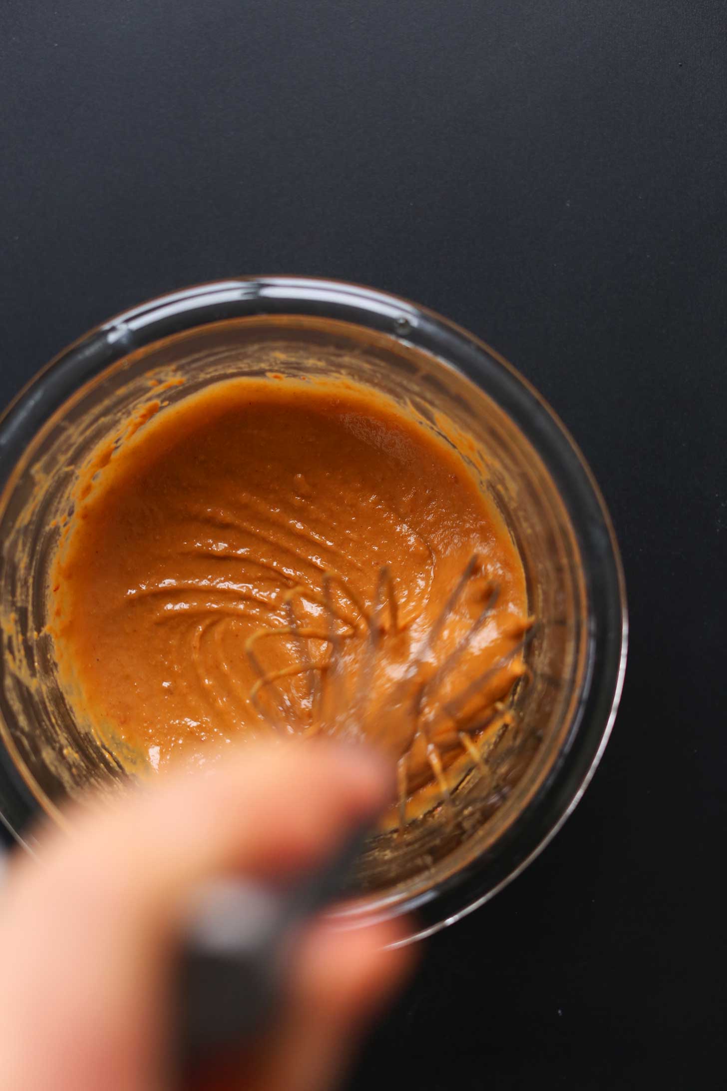 Whisking together ingredients for gluten-free vegan Sunbutter Dipping Sauce