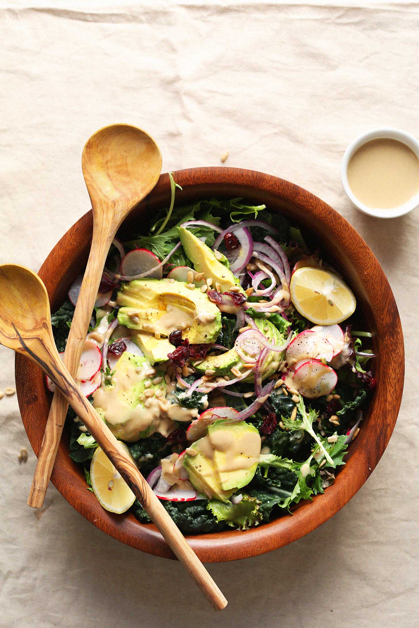 Wood bowl filled with our super simple Detox Salad recipe