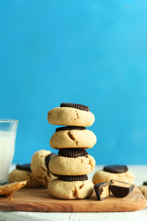 Stack of our gluten-free vegan Peanut Butter Cup Cookies