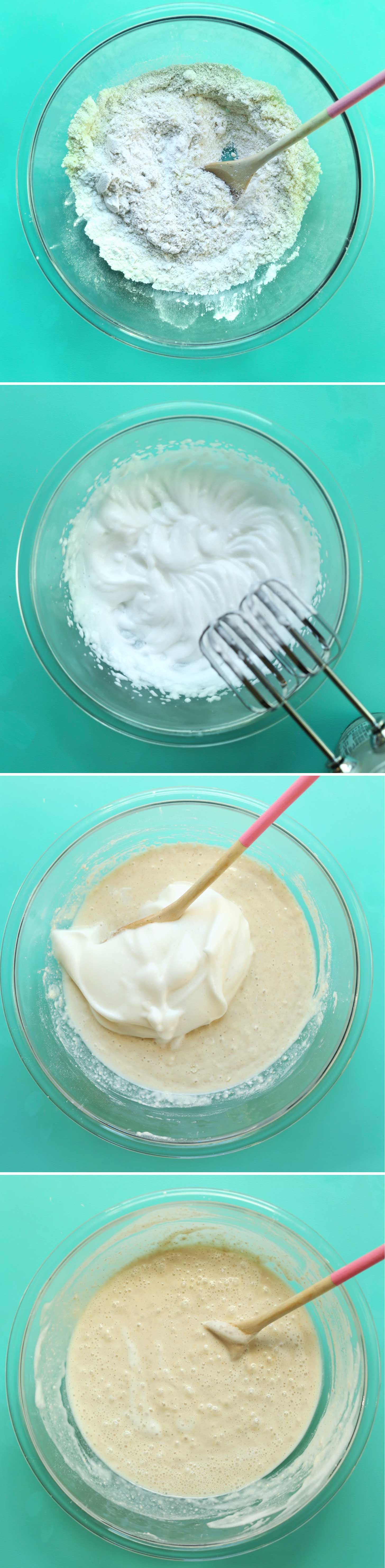 Mixing bowl with ingredients for Vegan Gluten-Free Waffle batter