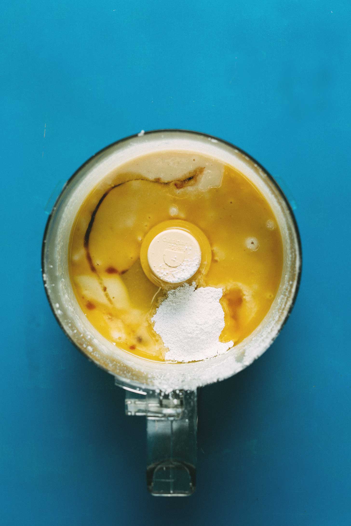 Food processor with all the ingredients for making our Vegan White Chocolate Truffles recipe