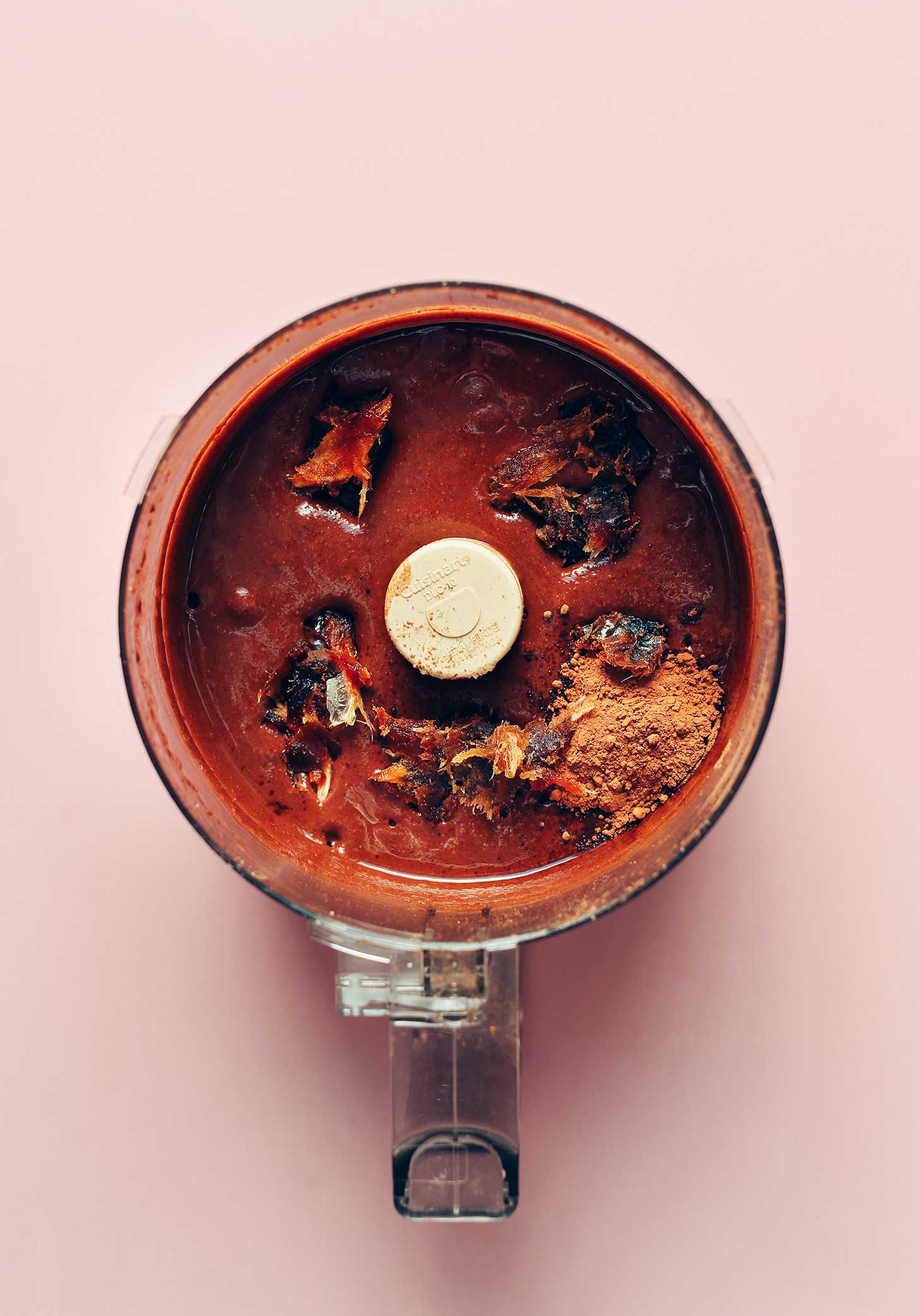 Food processor with partially blended ingredients for gluten-free Vegan Chocolate Fudge