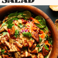 Overhead shot of a bowl of our Thai-inspired tempeh salad