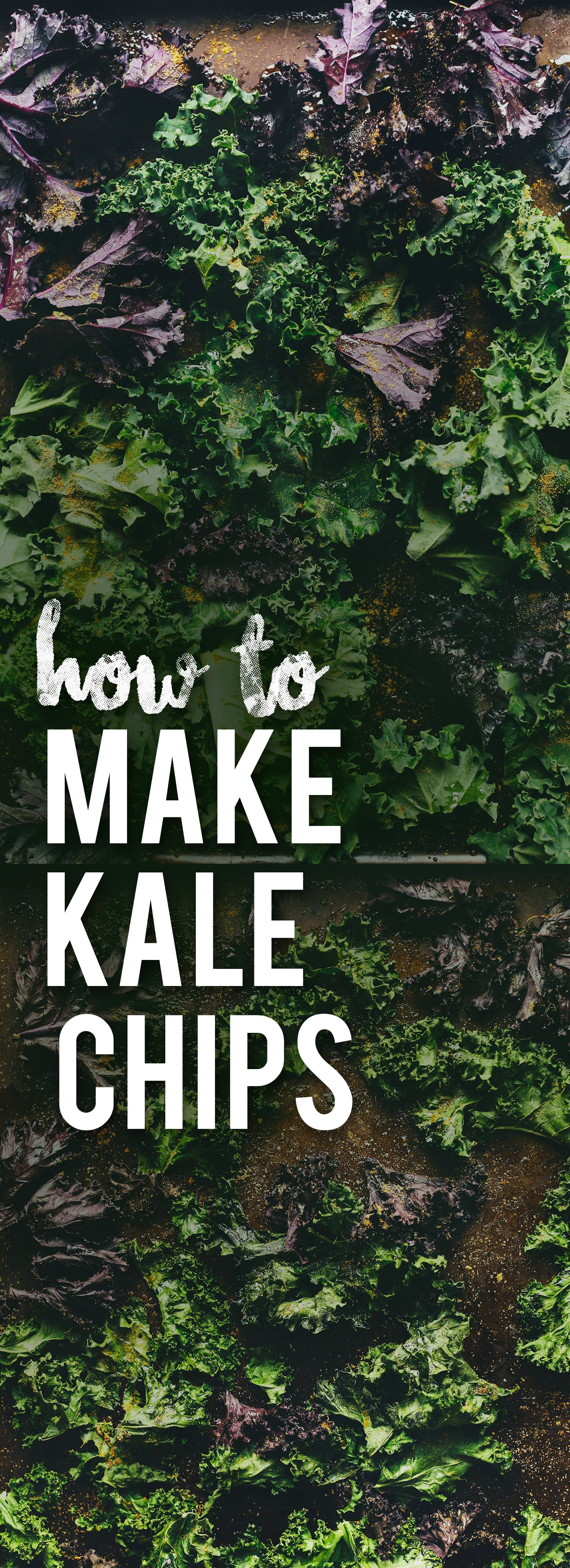 Parchment-lined baking sheet filled with a batch of homemade kale chips