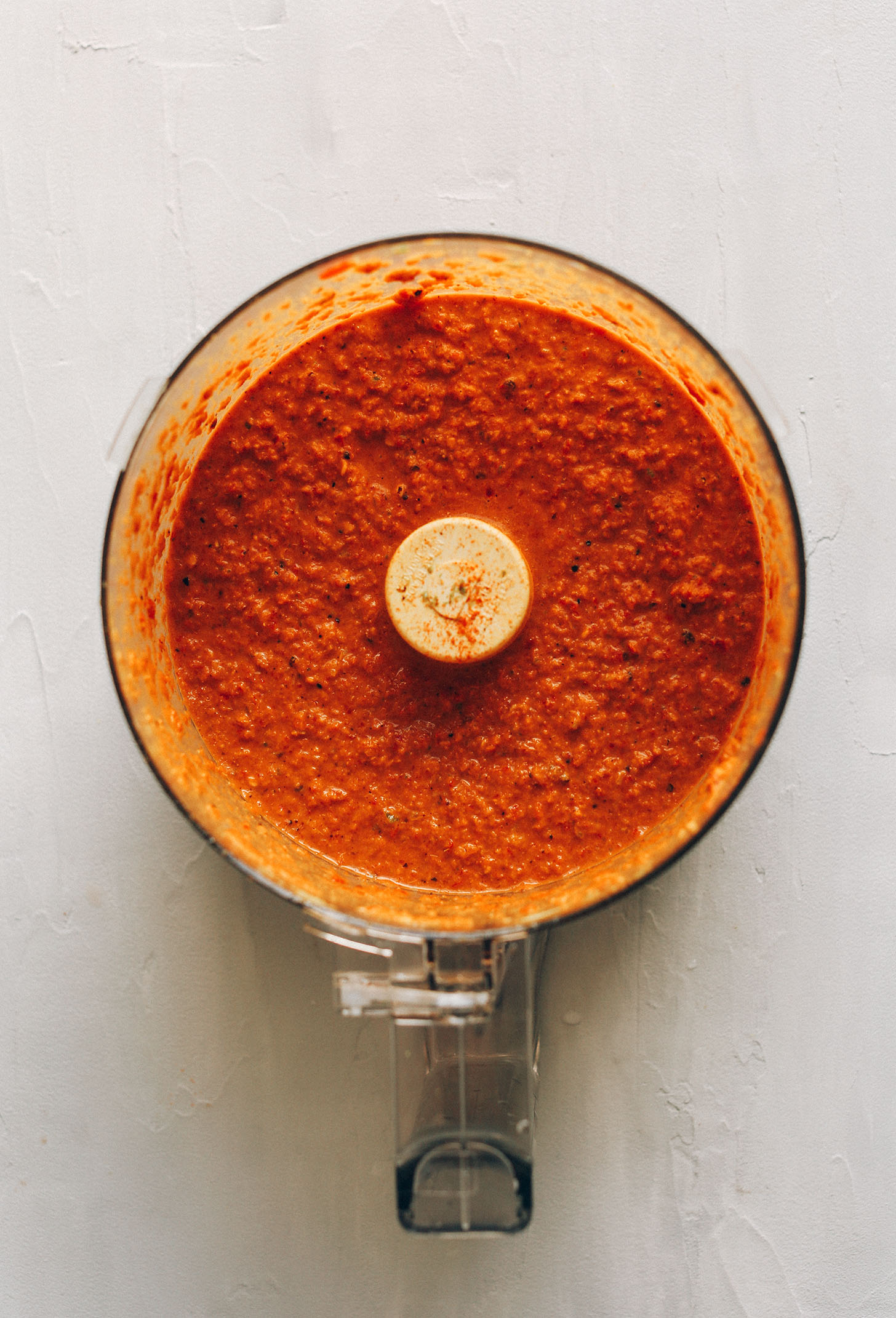 Food processor of freshly blended flavorful Red Curry Paste