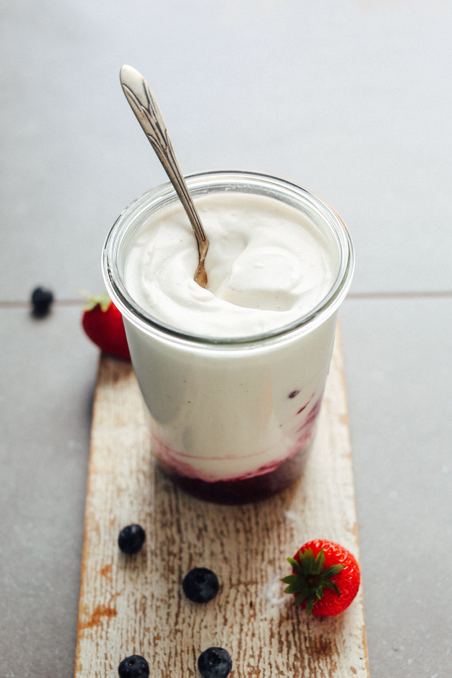Jar full of our delicious homemade Vegan Coconut Yogurt