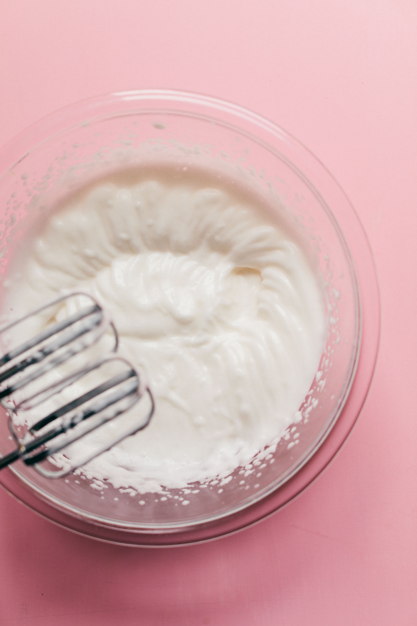 Freshly whipped aquafaba for adding to Crispy Vegan Macaroons recipe