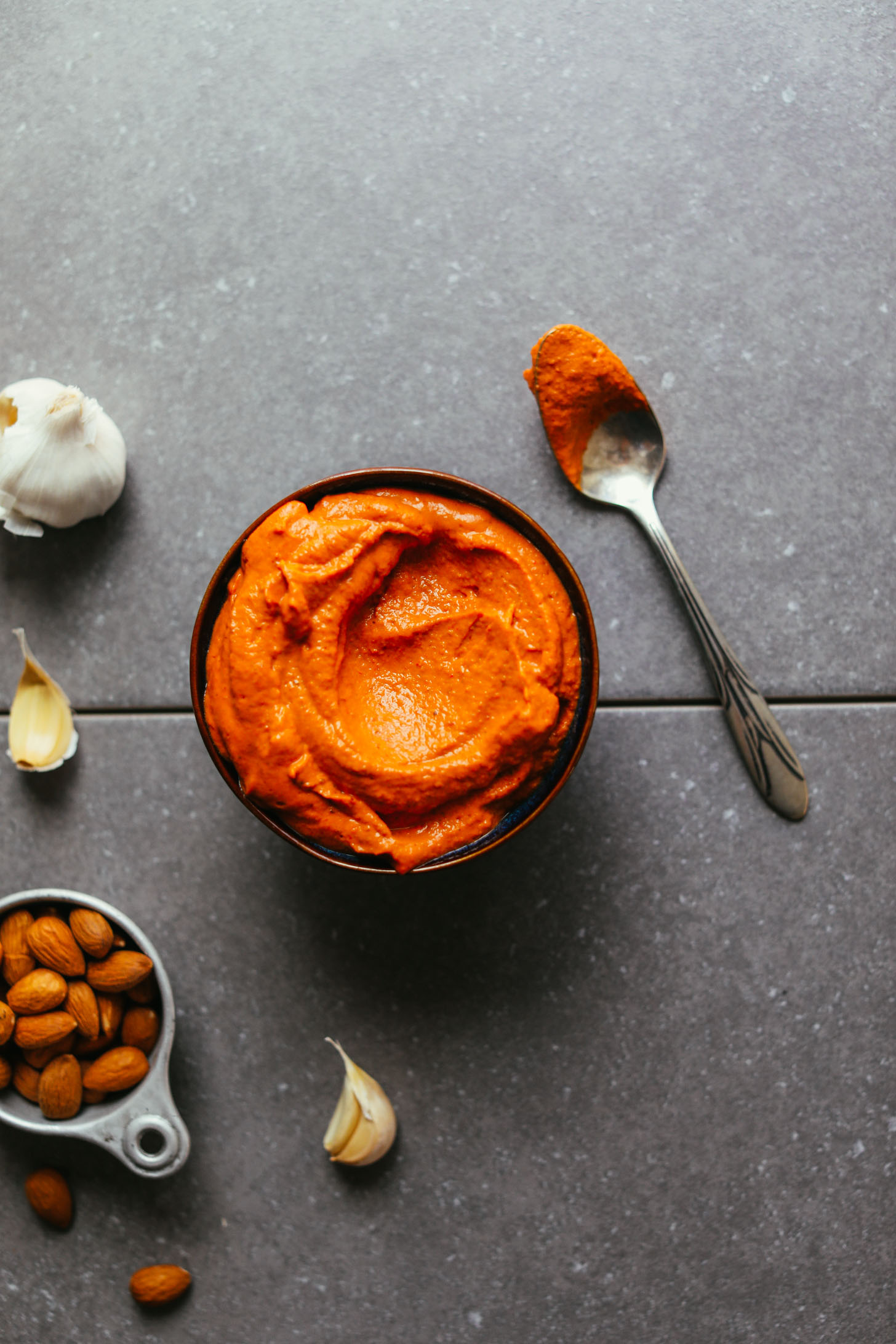 A bowl of fresh Adobo Romesco for Roasted Cauliflower Tacos