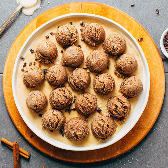 Plate of Chocolate Coconut Tahini Power Bites