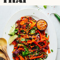Platter of our amazing noodle-free pad thai recipe that's ready in just 30 minutes