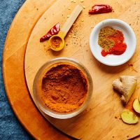 DIY Shawarma Spice ingredients on a cutting board