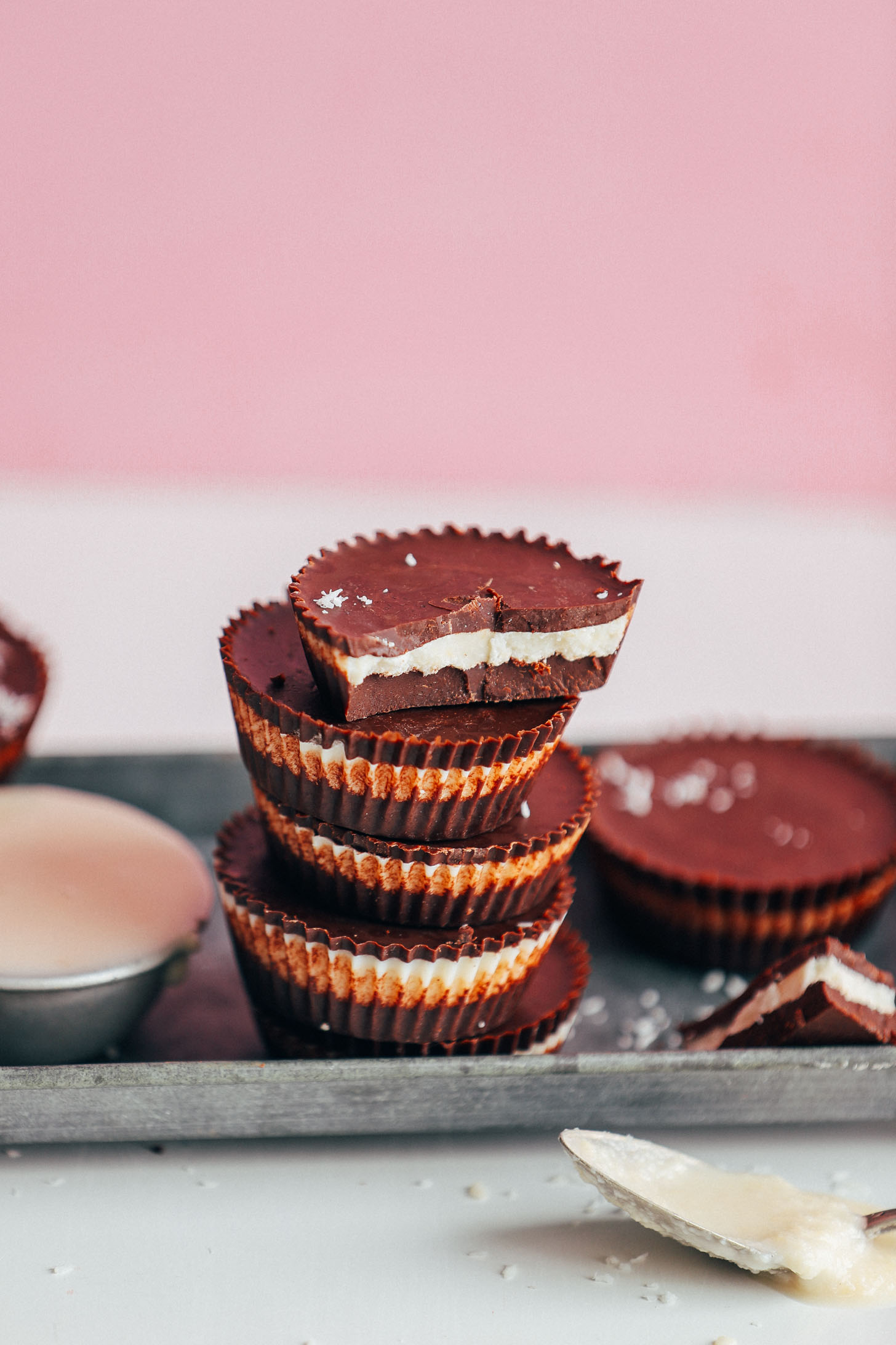 Stack of gluten-free vegan Coconut Butter Cups
