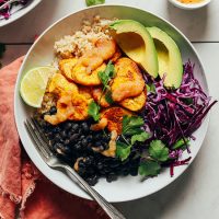 Big bowl of our Black Bean Plantain Bowl recipe