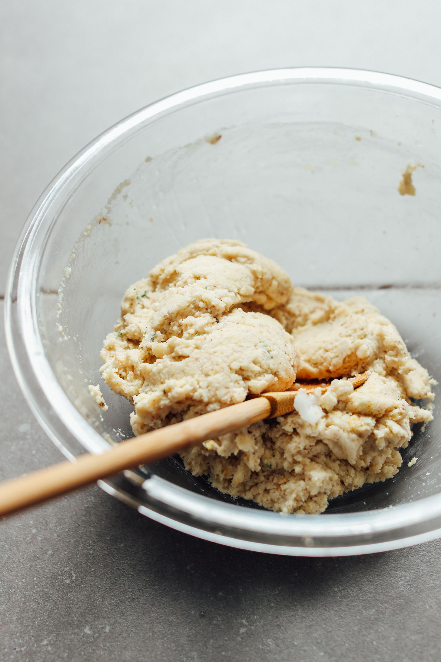 Stirred together the wet and dry ingredients for our crispy vegan Gluten-Free Pizza Crust
