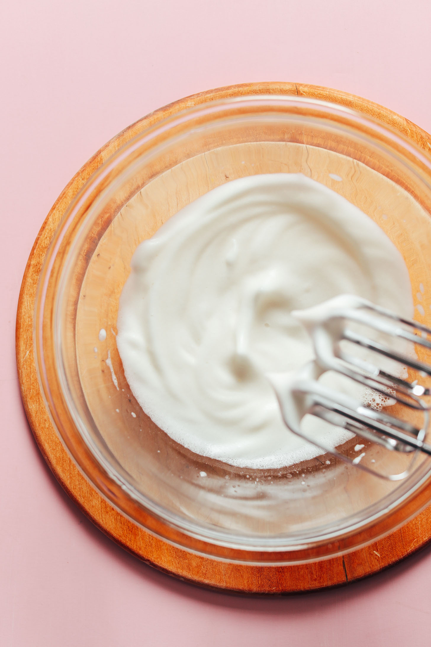 Freshly whipped aquafaba for making homemade oil-free granola