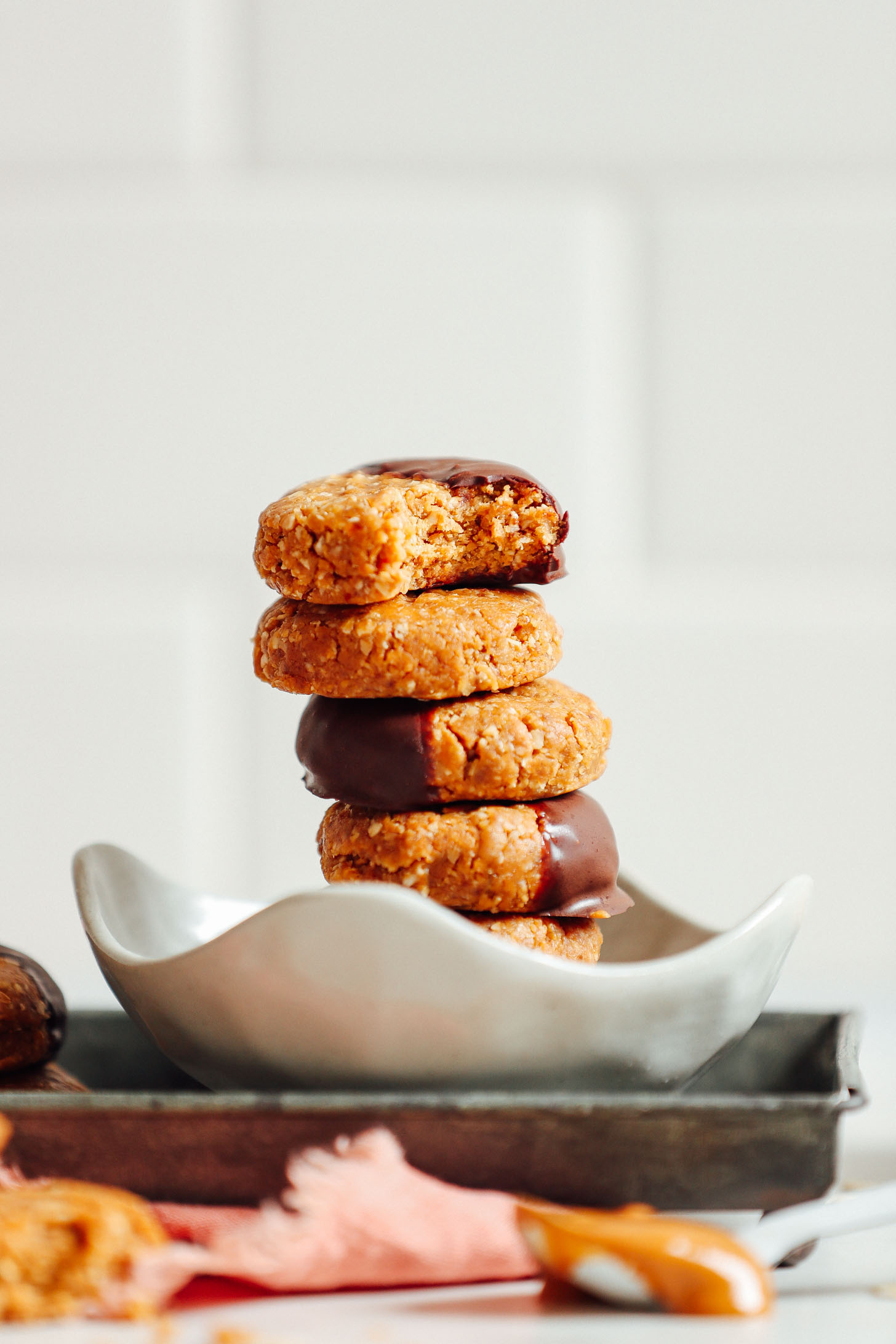 Stack of our gluten-free vegan Peanut Butter Cookies ready to be devoured for a delicious dessert
