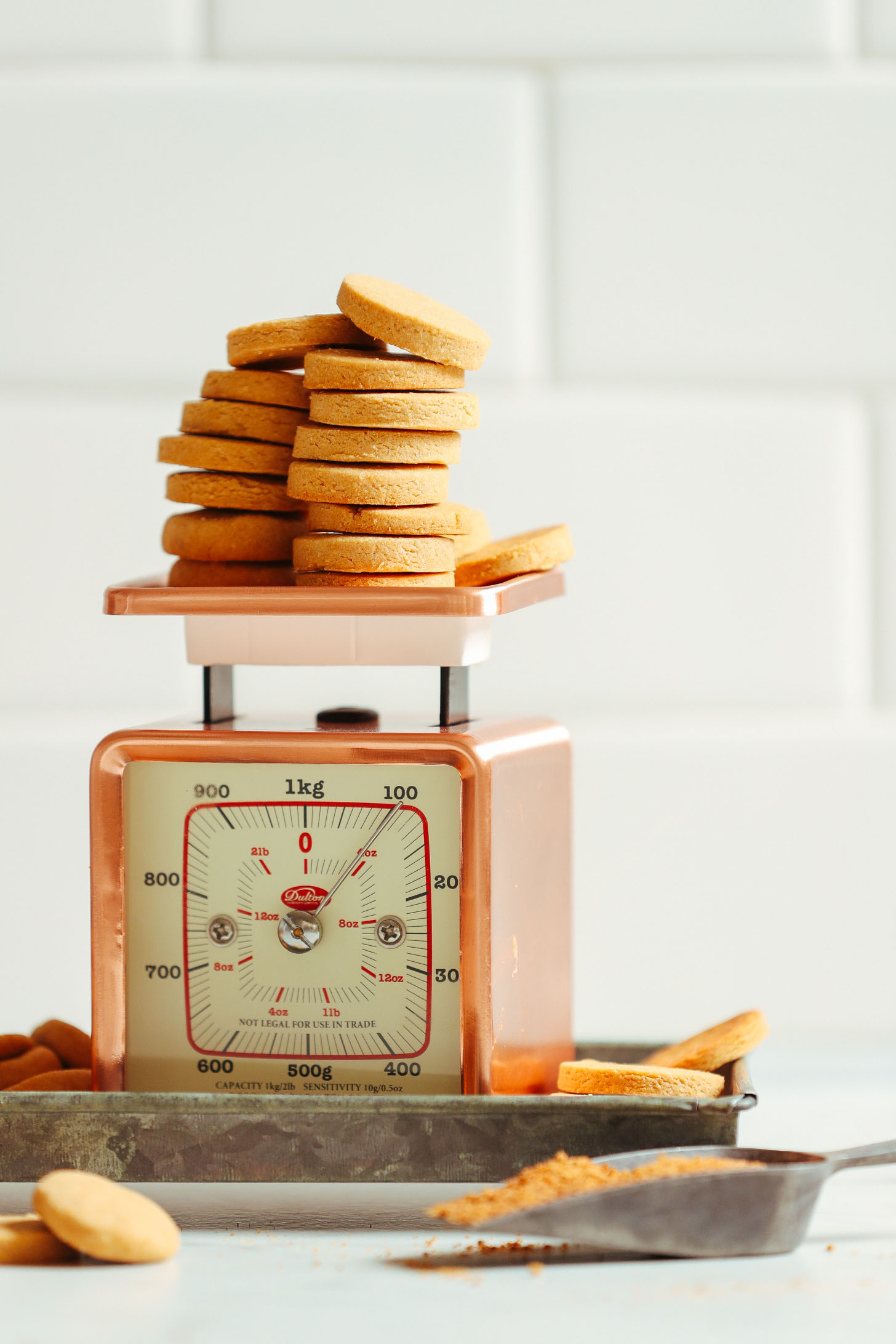 Scale loaded up with a batch of our Vegan Gluten Free Vanilla Wafers recipe