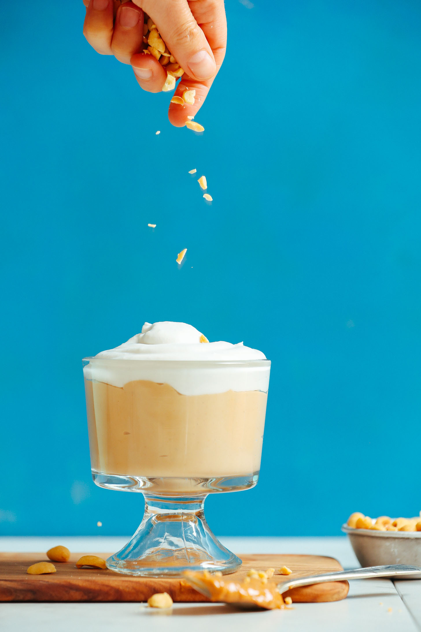 Dessert dish filled with amazing Vegan Peanut Butter Pudding