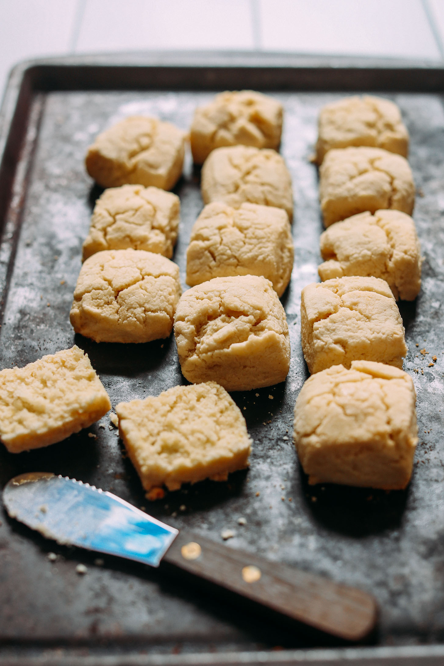 Freshly baked Vegan Gluten-Free Biscuits on a baking sheet