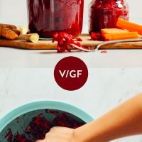 Bowl and jar of our homemade simple sauerkraut recipe