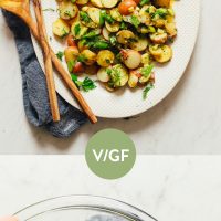 Platter and bowl of our Simple French-Style Potato Salad recipe