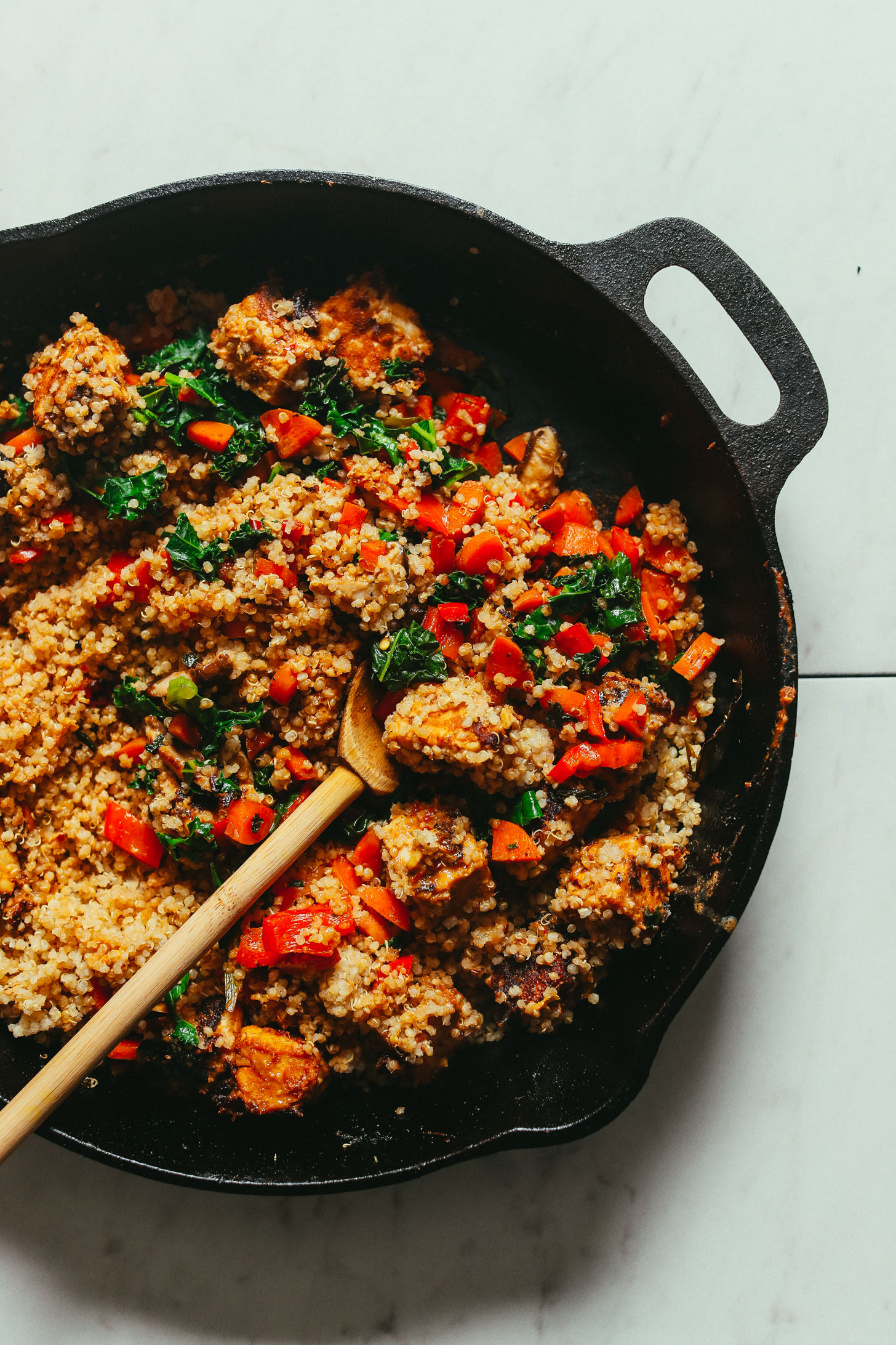 Cooking stir fry in a cast iron skillet