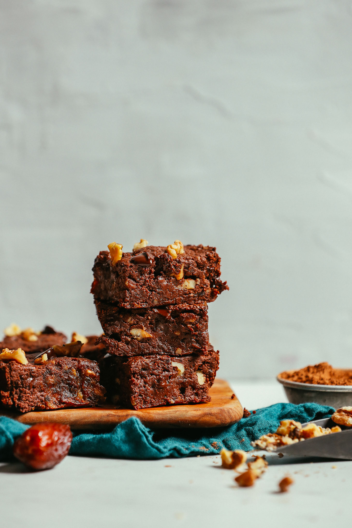 Stack of brownies for a simple gluten-free vegan dessert