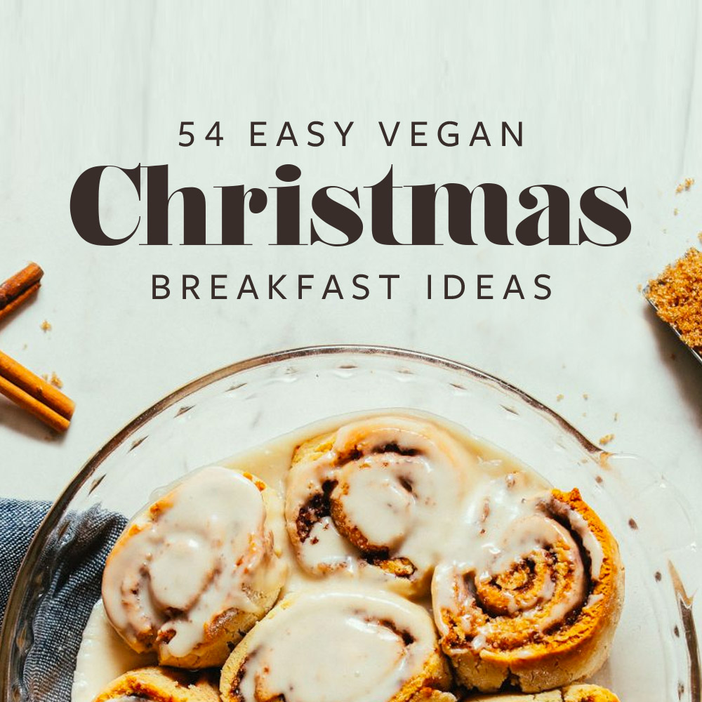 Plate of cinnamon rolls for our roundup of 54 easy Vegan Christmas Breakfast Ideas
