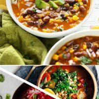 Photos of various types of soup for our 12 Comforting Vegan Soups recipe roundup