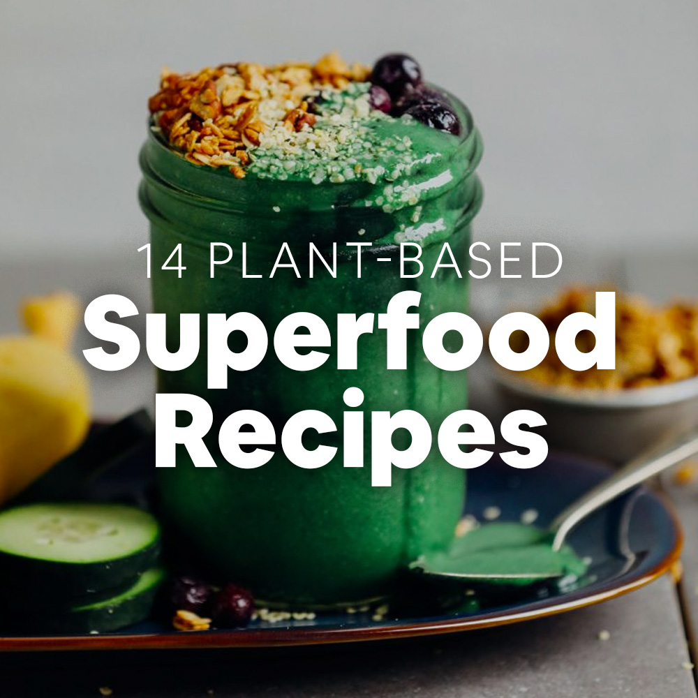 Overflowing jar of a spirulina smoothie for our Plant-Based Superfood Recipes roundup