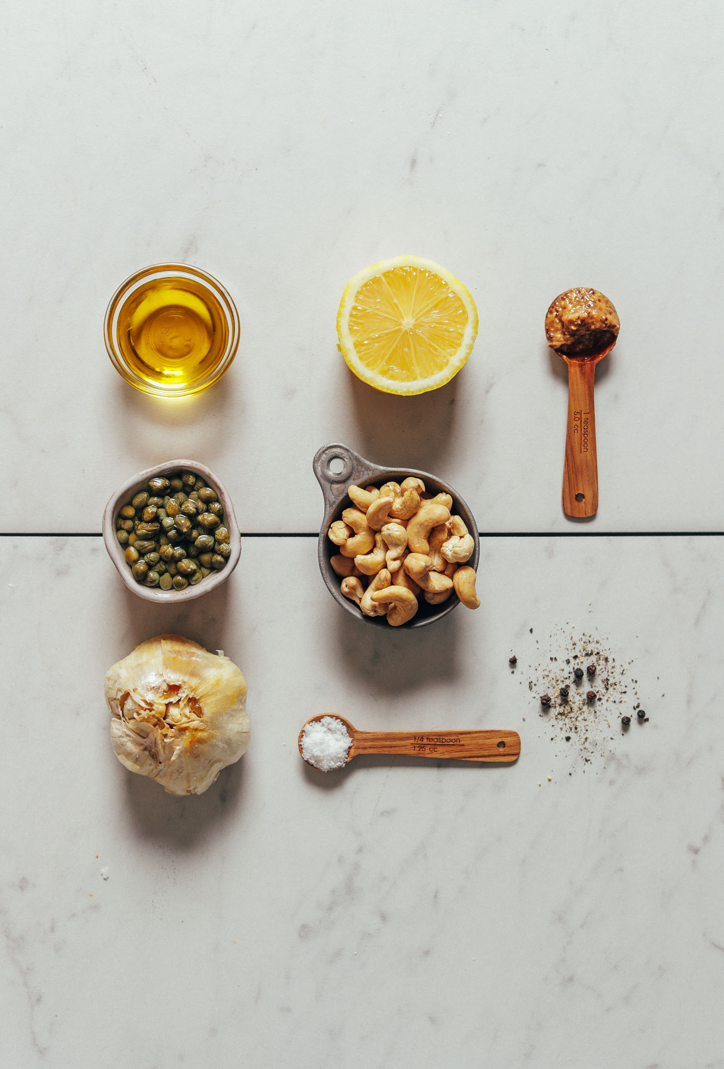 Ingredients for making our Chickpea Kale Caesar Salad recipe
