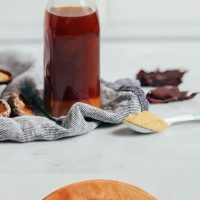 Ingredients and bottle of our Vegetarian Fish Sauce recipe