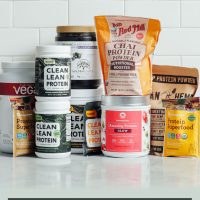 Assortment of protein powders for our plant-based protein powder review