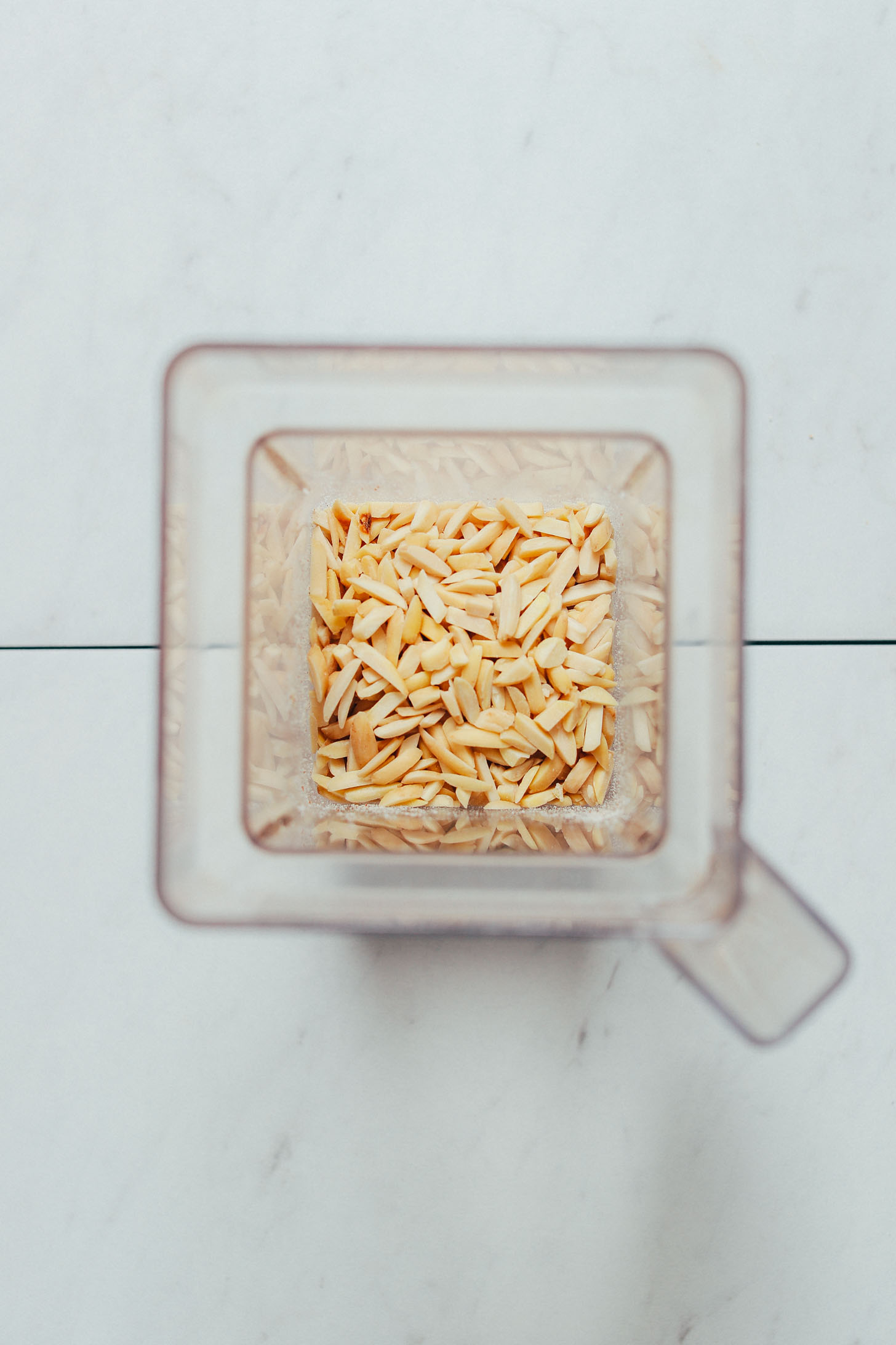 Blender of blanched almonds for making homemade almond flour