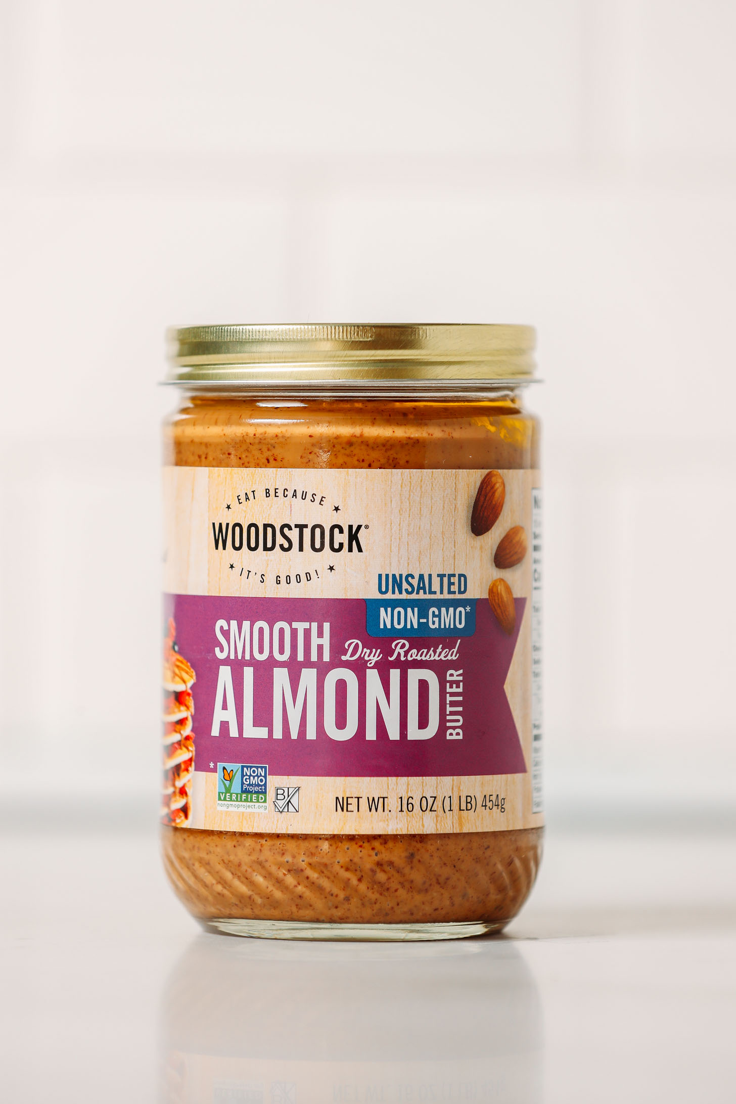 Jar of Woodstock Smooth Almond Butter for our review of the top almond butter brands