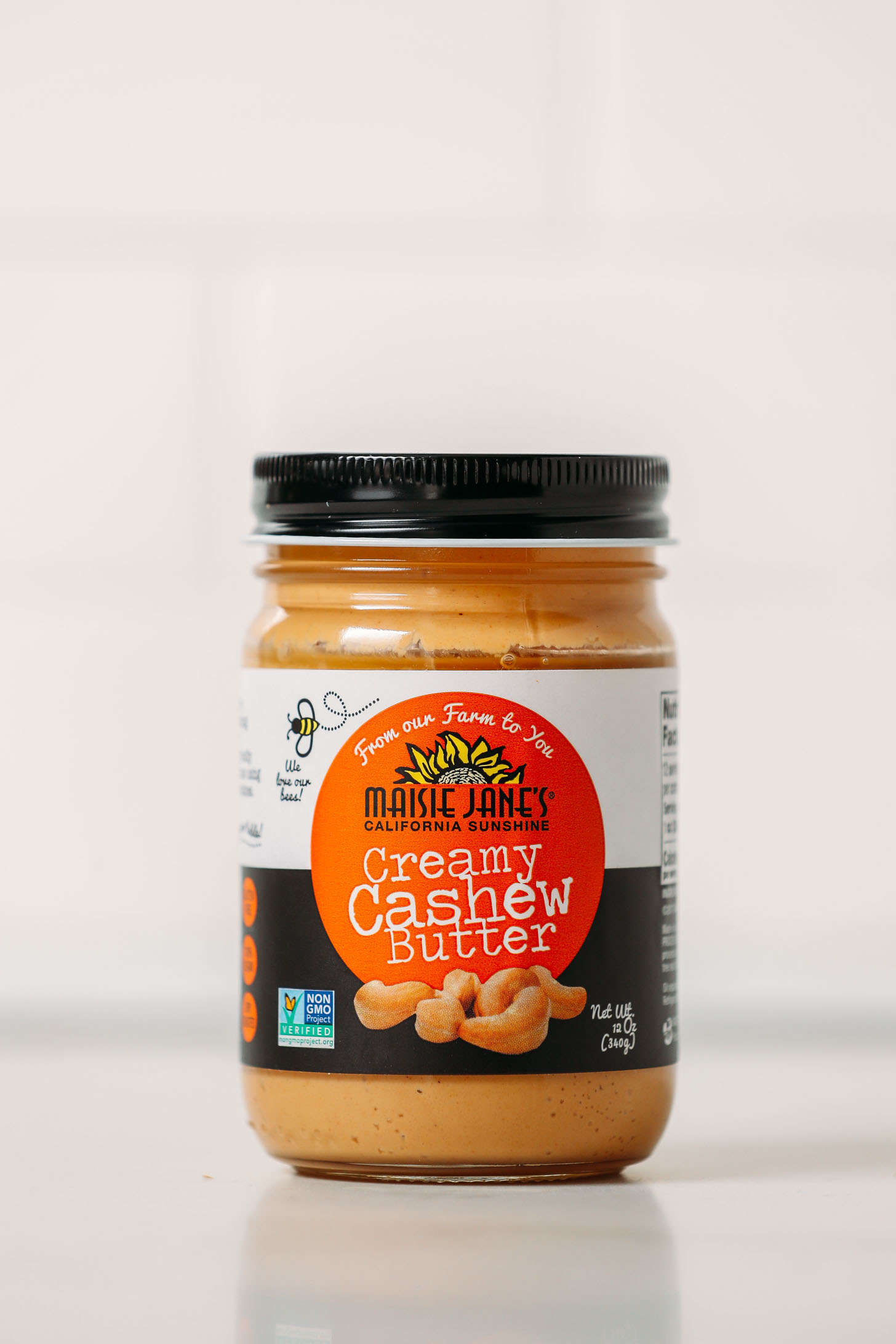Jar of Masie Jane's Creamy Cashew Butter for our unbiased cashew butter brands review