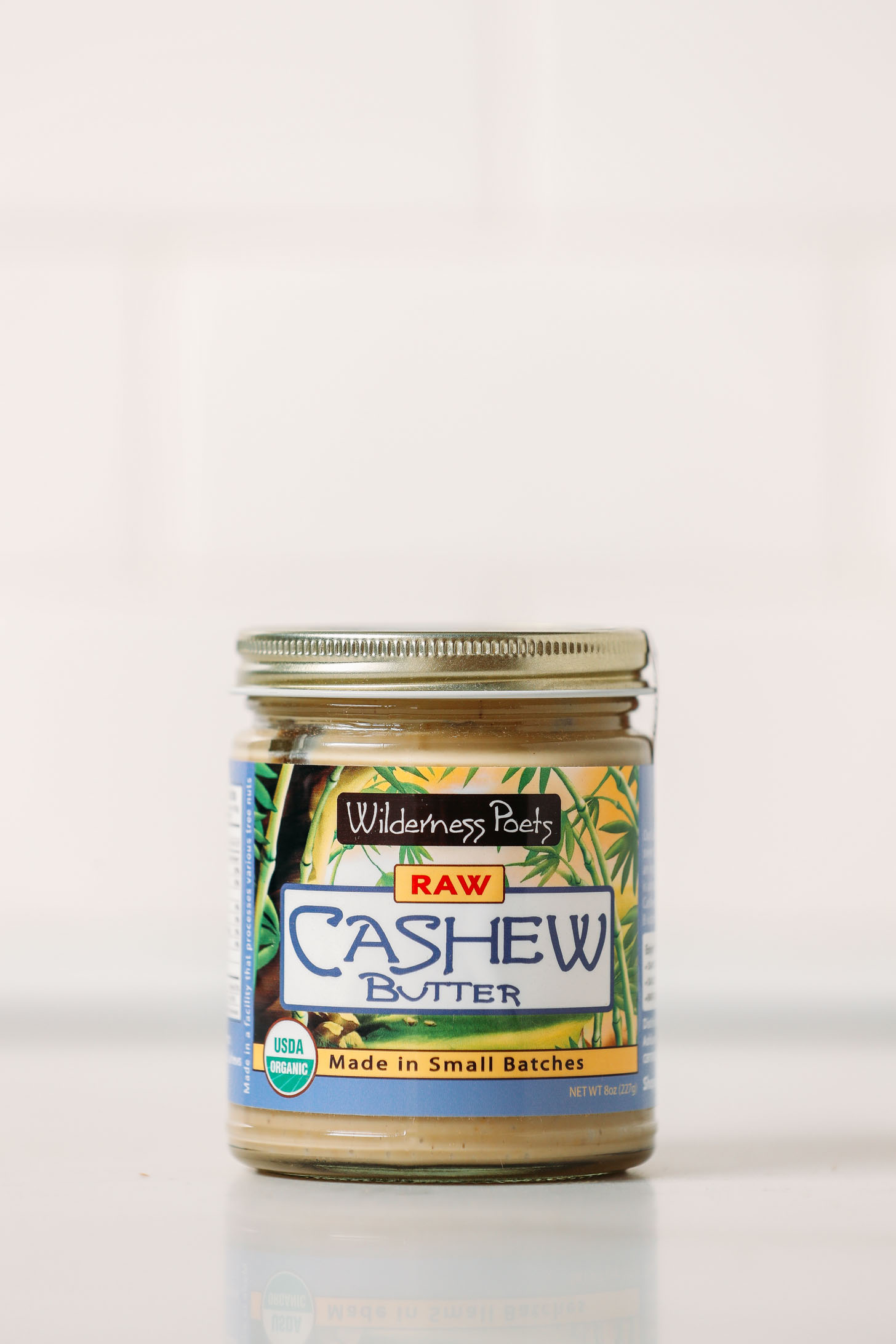 Jar of Wilderness Poets Raw Cashew Butter as part of our review of cashew butter brands