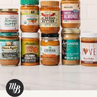 Assorted brands of almond butter for our review of the best natural almond butter brands