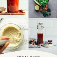 Photos of some of our favorite sauces for our roundup of Plant-Based Sauces