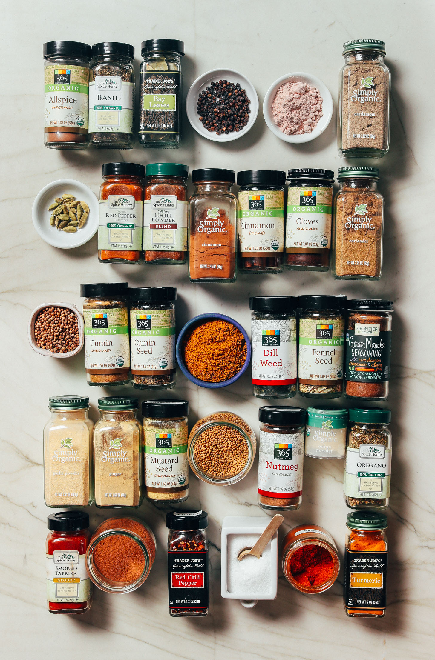 Assortment of spices for our Guide to How to Stock Your Pantry