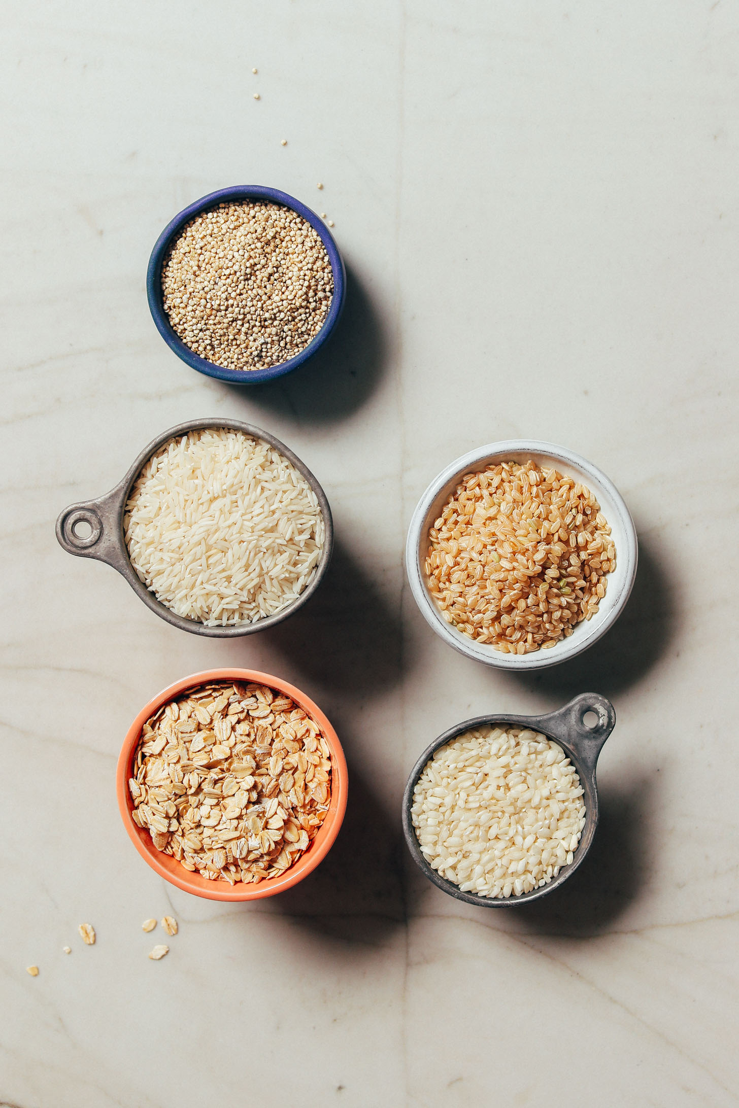 Assortment of gluten-free grains for our Guide to How to Stock Your Pantry