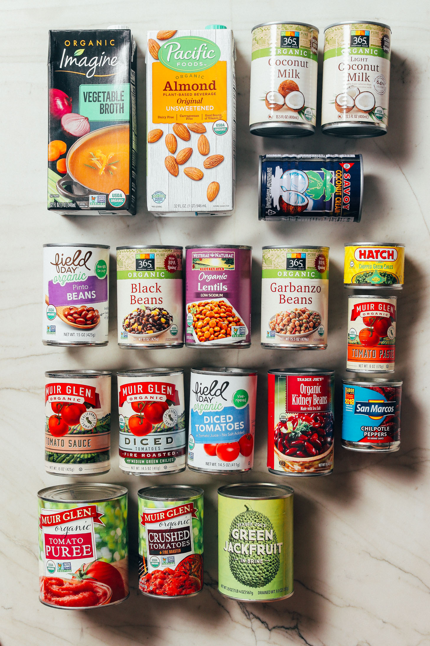 Assortment of canned good included in our How to Stock Your Pantry Guide