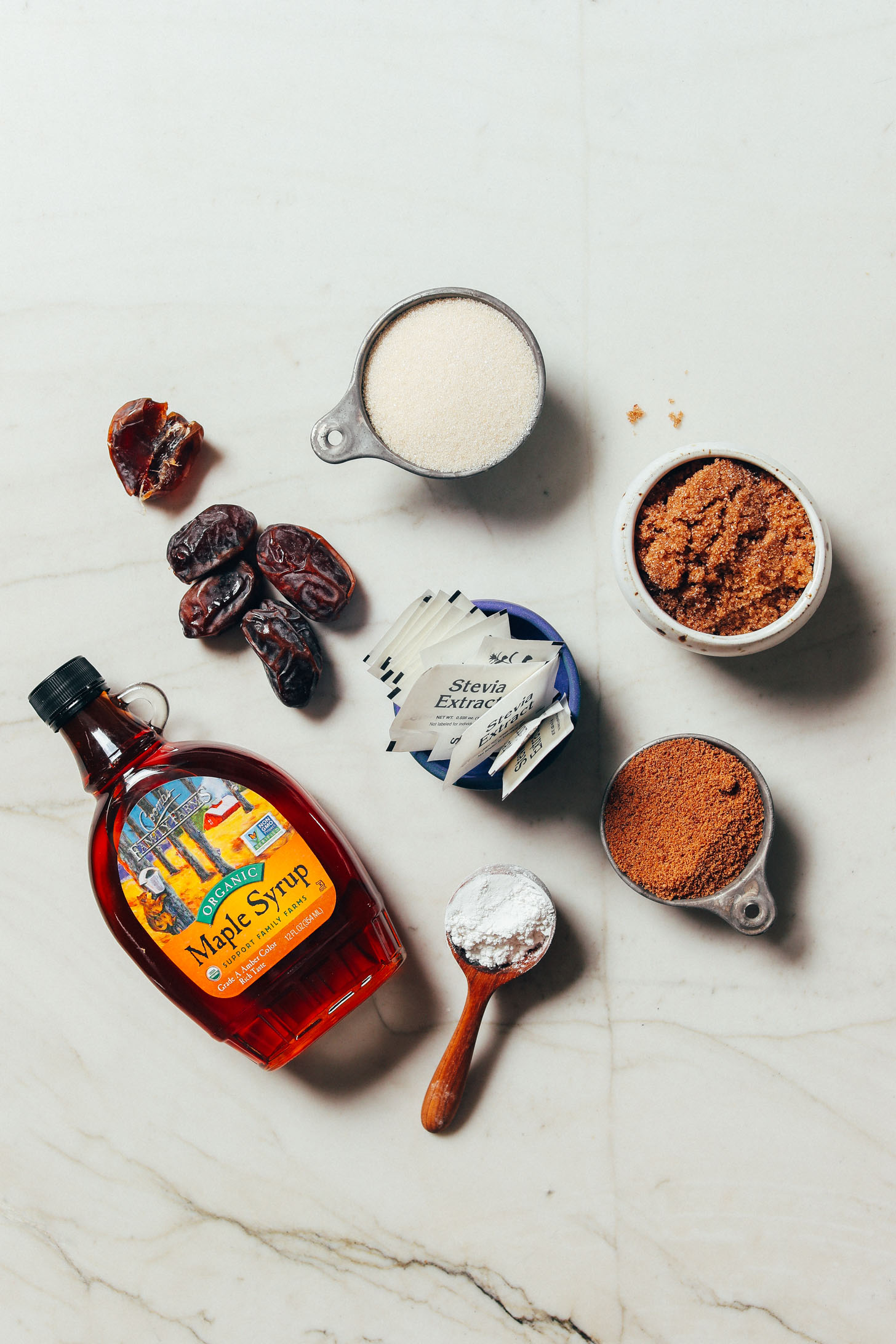 Assortment of sugars and natural sweeteners for our How to Stock Your Pantry Guide