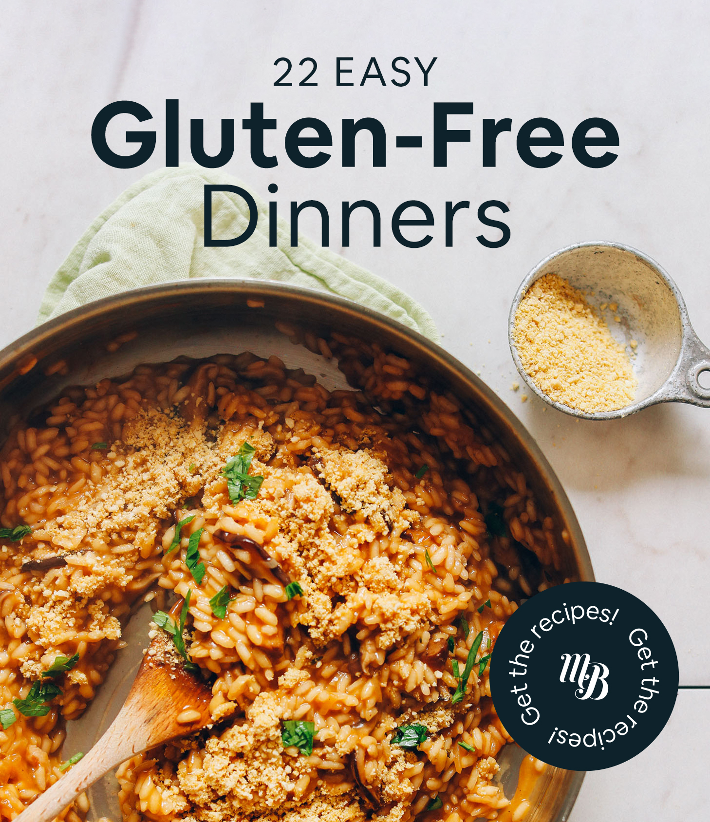 Pan of Shiitake Mushroom Risotto for our roundup of Easy Gluten-Free Dinner Recipes