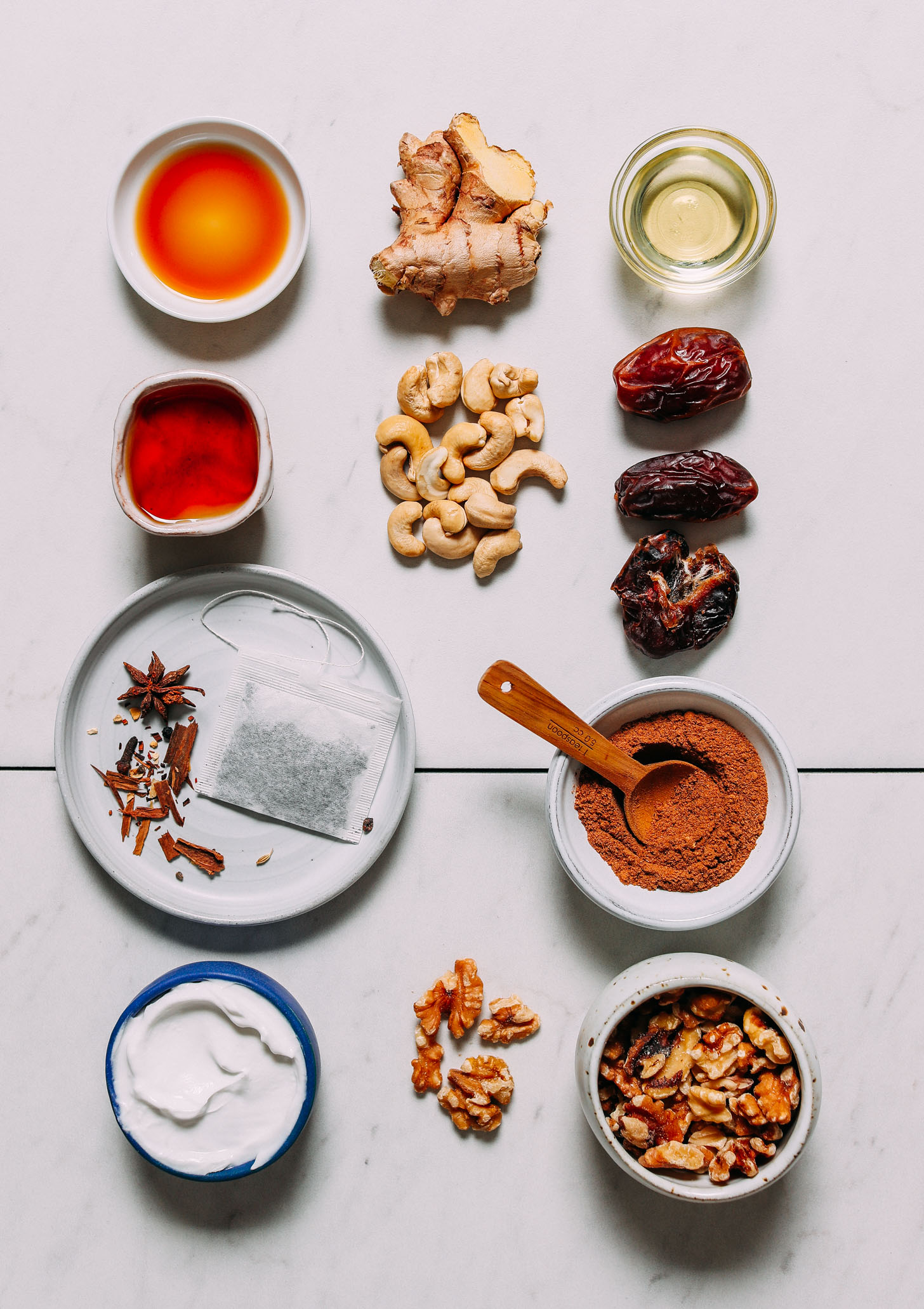 Ingredients for making our Chai Vegan Cheesecake recipe