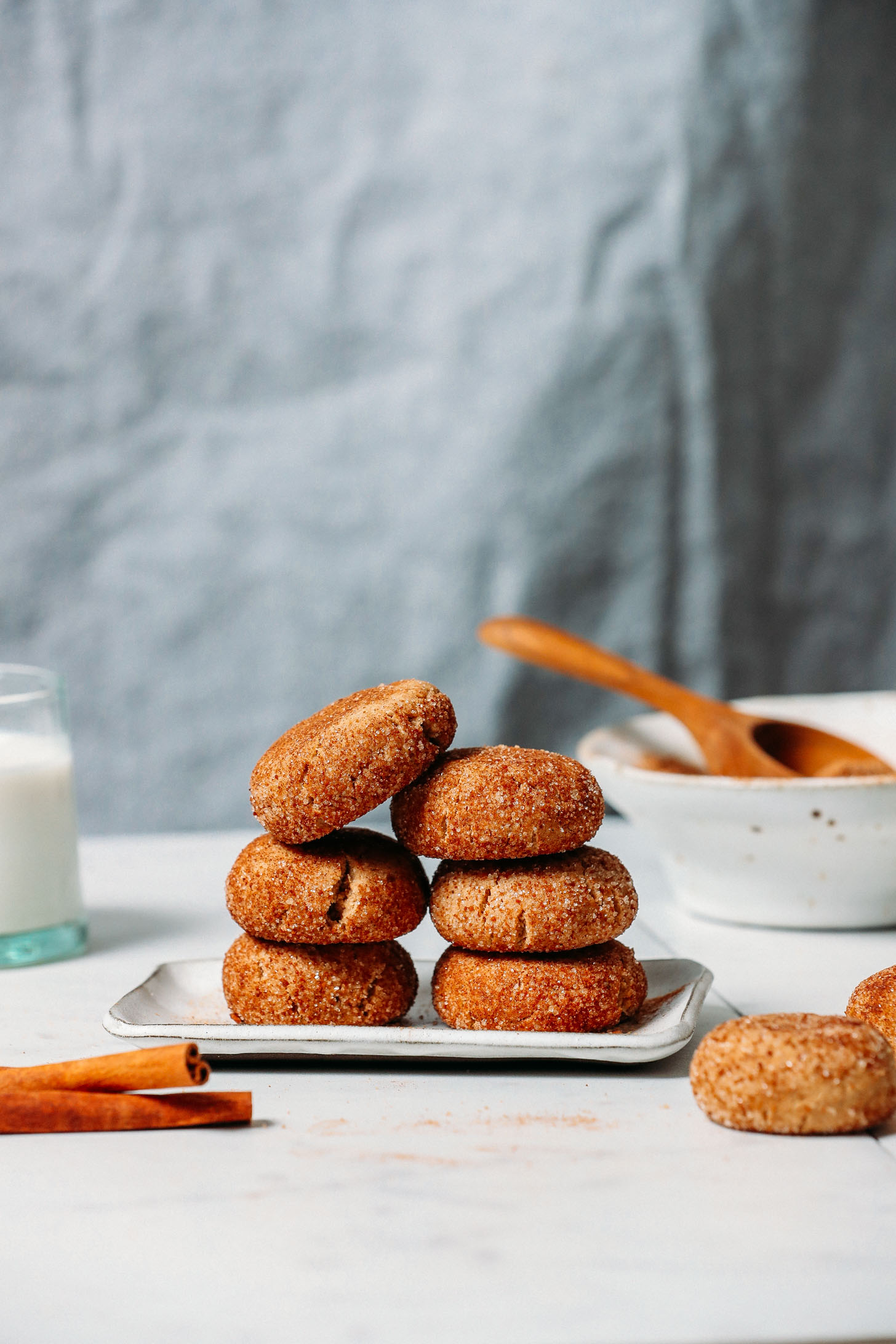 Small plate piled with Gluten-Free Vegan Snickerdoodle Cookies