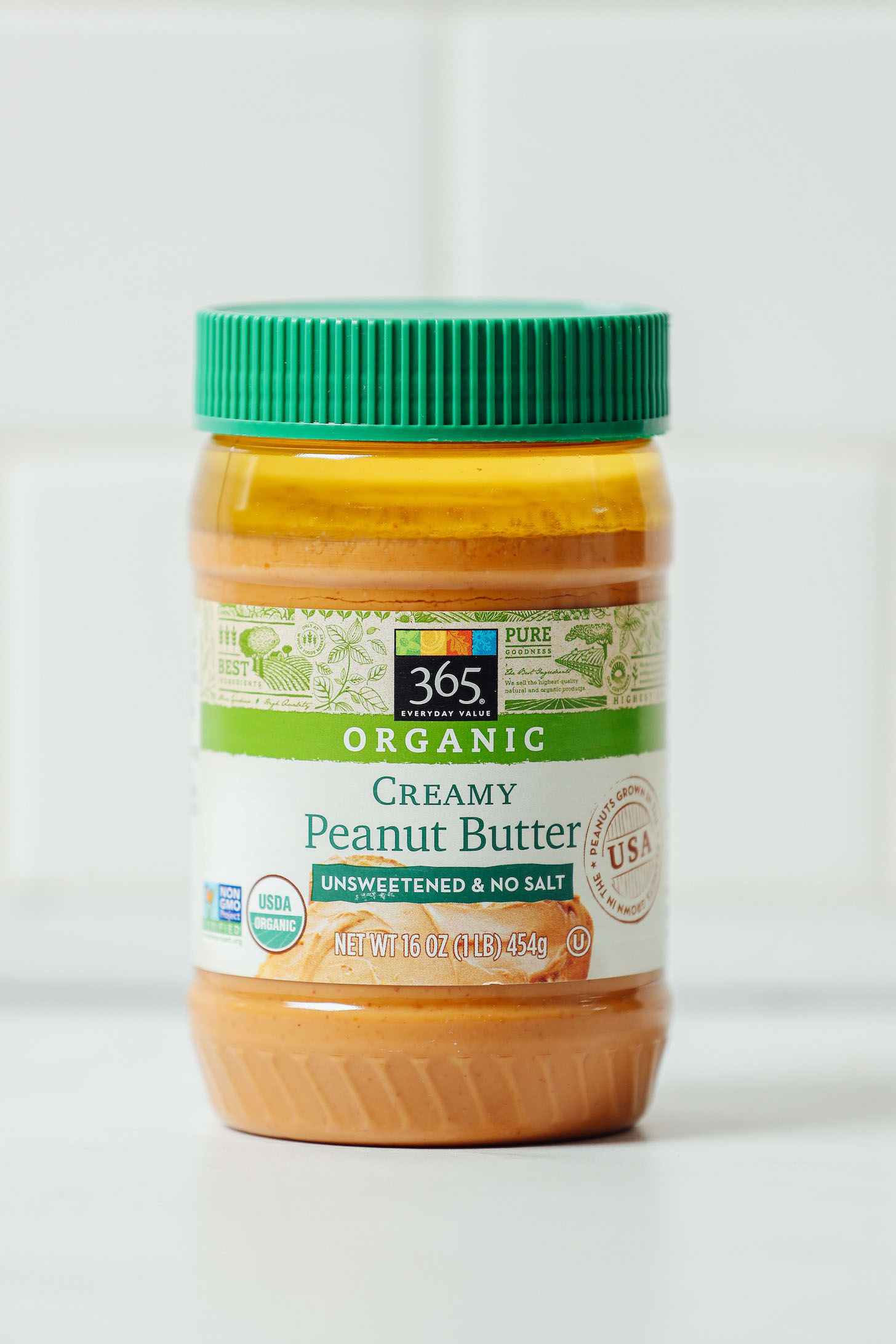 Jar of Whole Foods Organic Peanut Butter as part of our review of the top brands of peanut butter