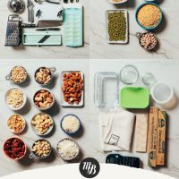 Assortment of pantry items and kitchen tools for our guide to How to Stock Your Pantry