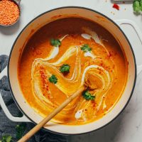 Big pot of vegan Curried Cauliflower Lentil Soup
